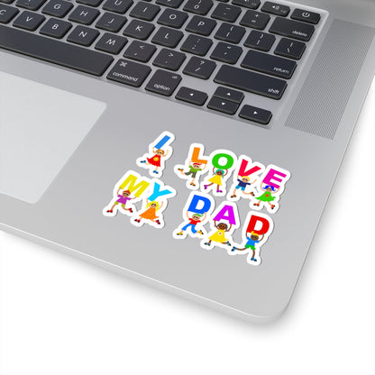 Kiss-Cut Vinyl Decals - Kids showing i love my dad Printify