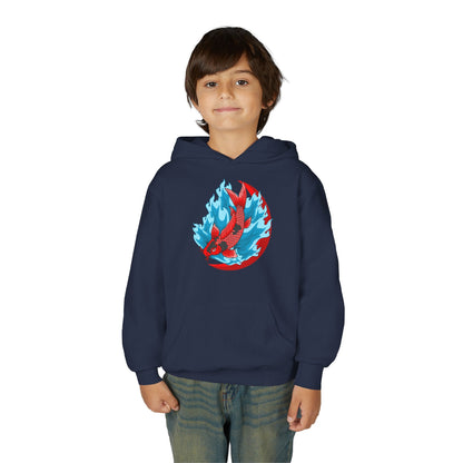 Youth Heavy Blend Hooded Sweatshirt - Red koi Printify