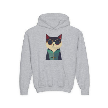 Kids Cool Cat Sunglasses Hoodie Printify