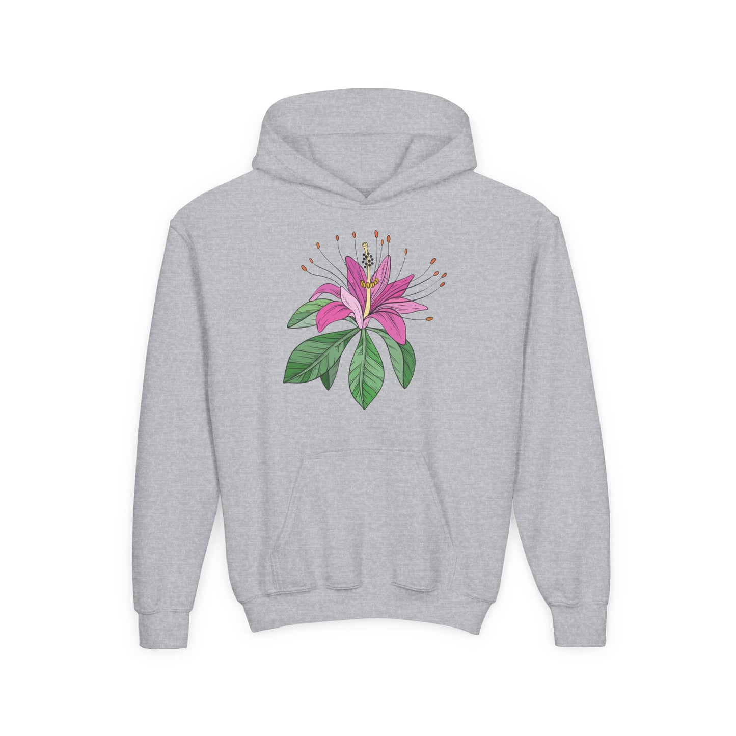 Youth Heavy Blend Hooded Sweatshirt - Purple flower