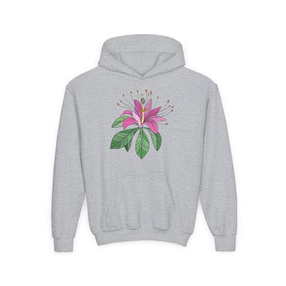 Youth Heavy Blend Hooded Sweatshirt - Purple flower Printify