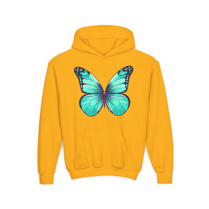 Youth Heavy Blend Hooded Sweatshirt - Butterfly - blue Printify
