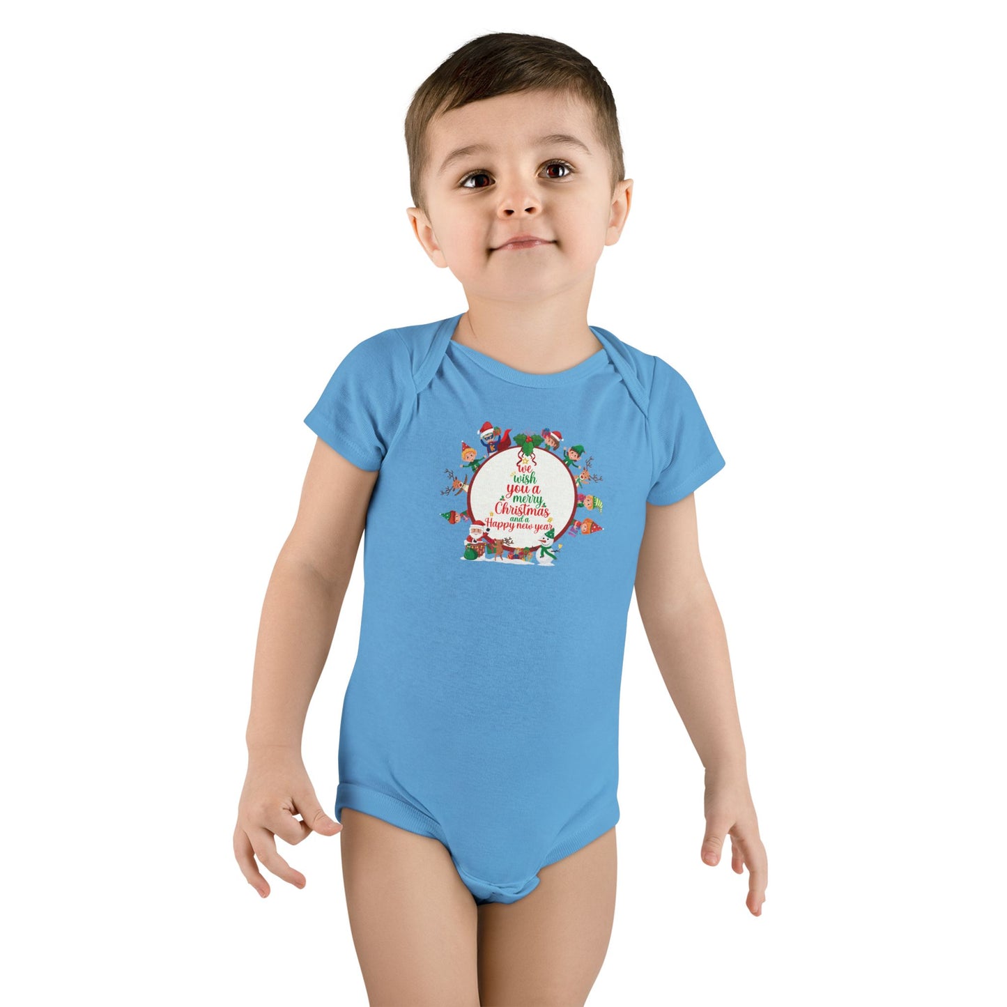 Baby Short Sleeve Onesie - We wish you a merry christmas