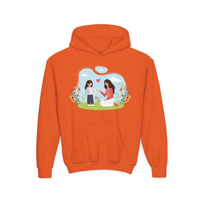 Youth Heavy Blend Hooded Sweatshirt -  Mother and daughter love Printify