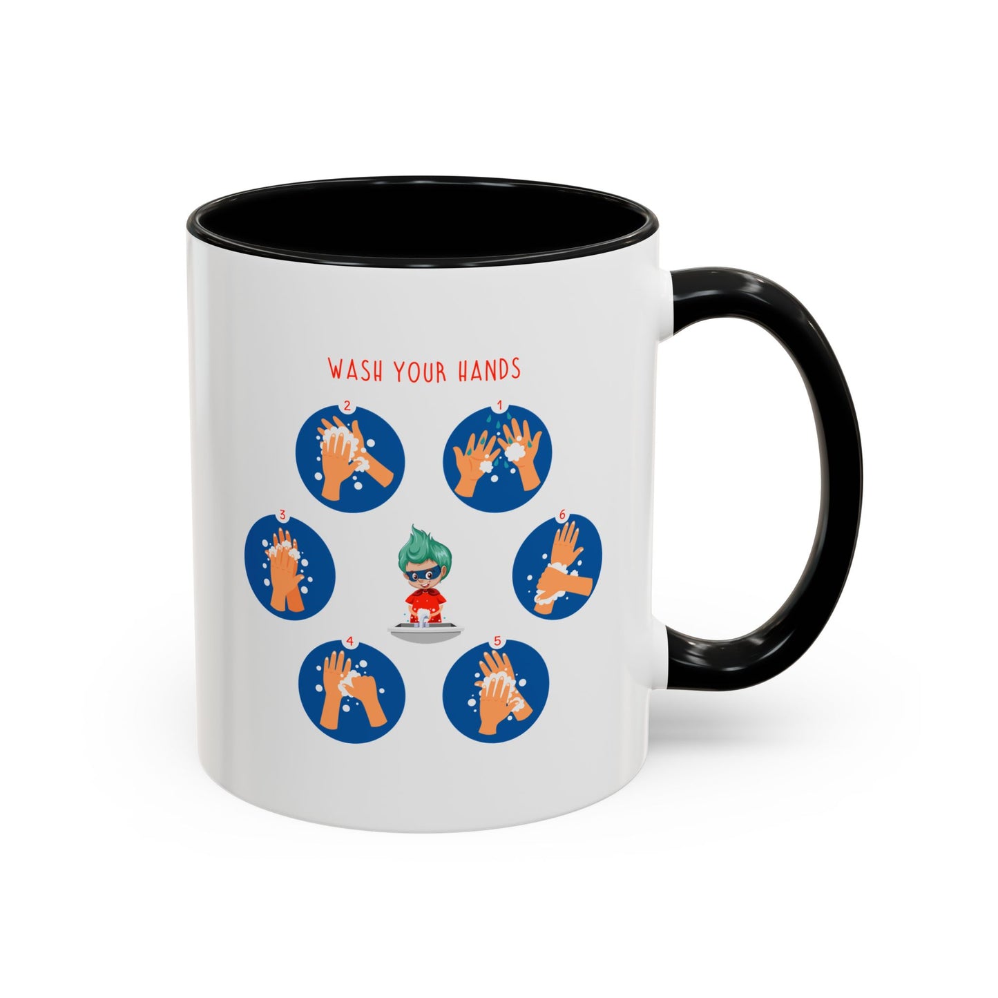 Accent Coffee Mug - Super kiddo teaching how to wash hands