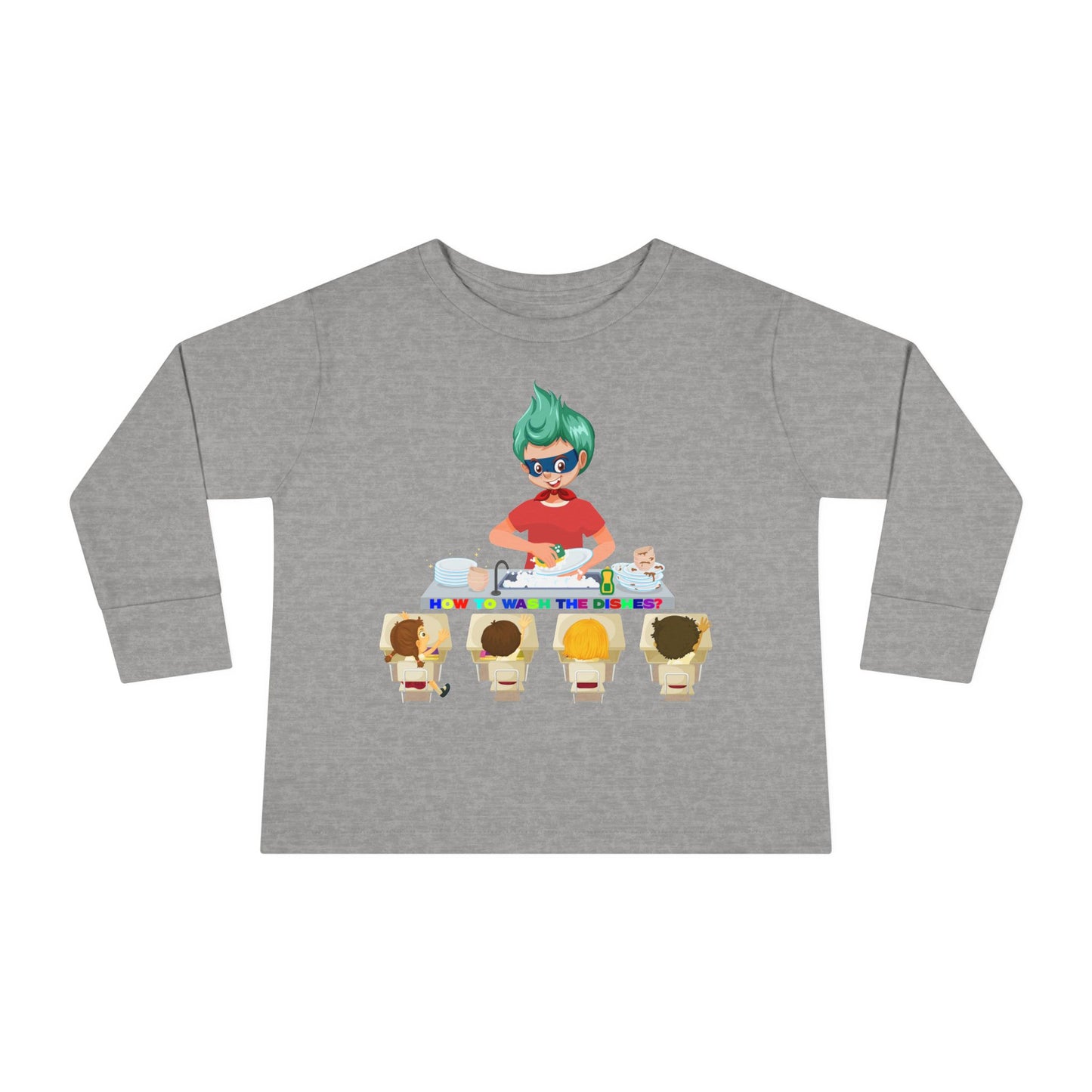 Toddler Long Sleeve Tee - Little kiddo teaching to wash dishes - [[{"value":"Wonderwear Kid"}]]