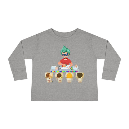 Toddler Long Sleeve Tee - Little kiddo teaching to wash dishes - [[{"value":"Wonderwear Kid"}]]