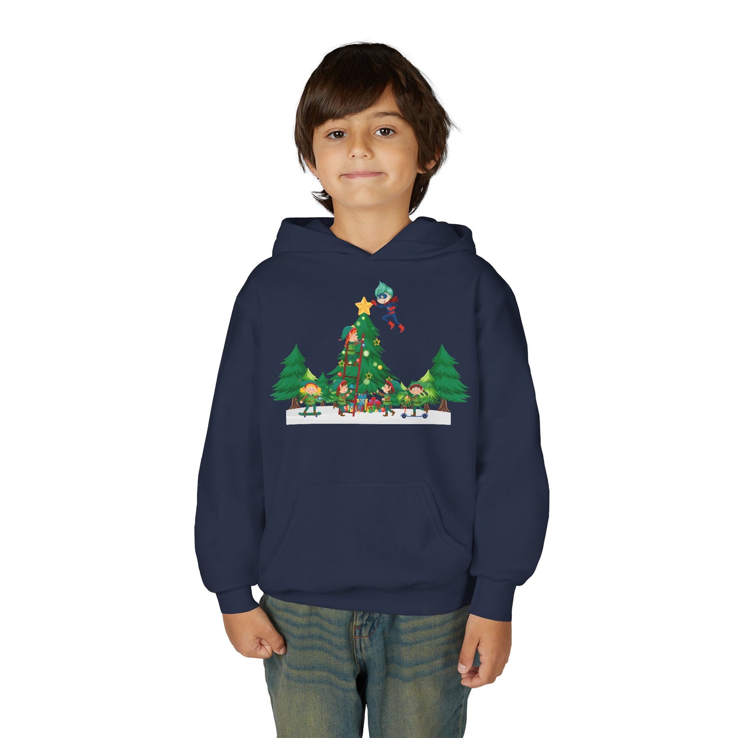 Youth Heavy Blend Hooded Sweatshirt - Super kiddo putting the stars