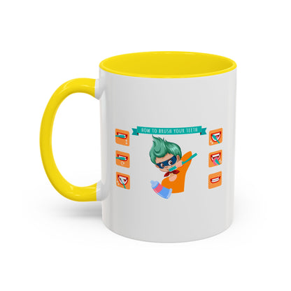 Accent Coffee Mug - Super kiddo how to brush teeth - [[{"value":"Wonderwear Kid"}]]