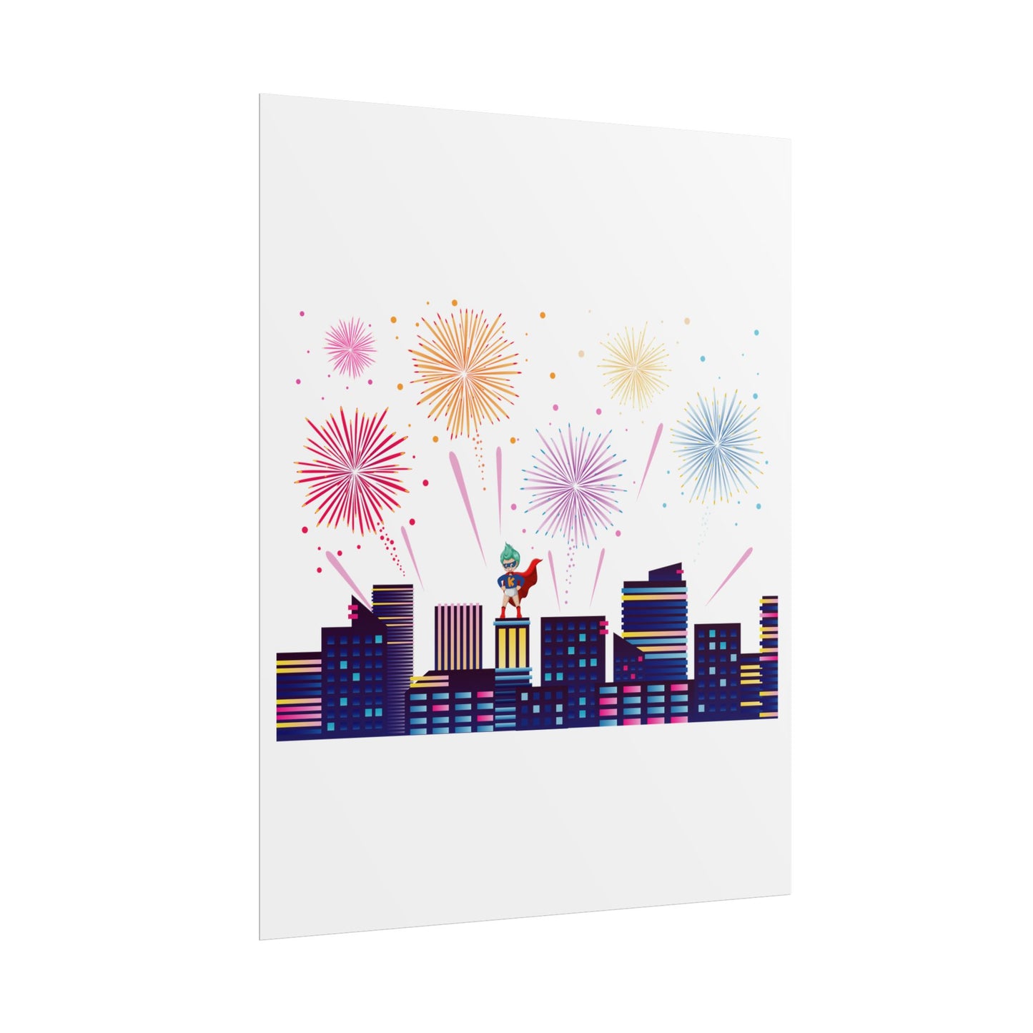 Rolled Posters - Super kiddo with fireworks - [[{"value":"Wonderwear Kid"}]]