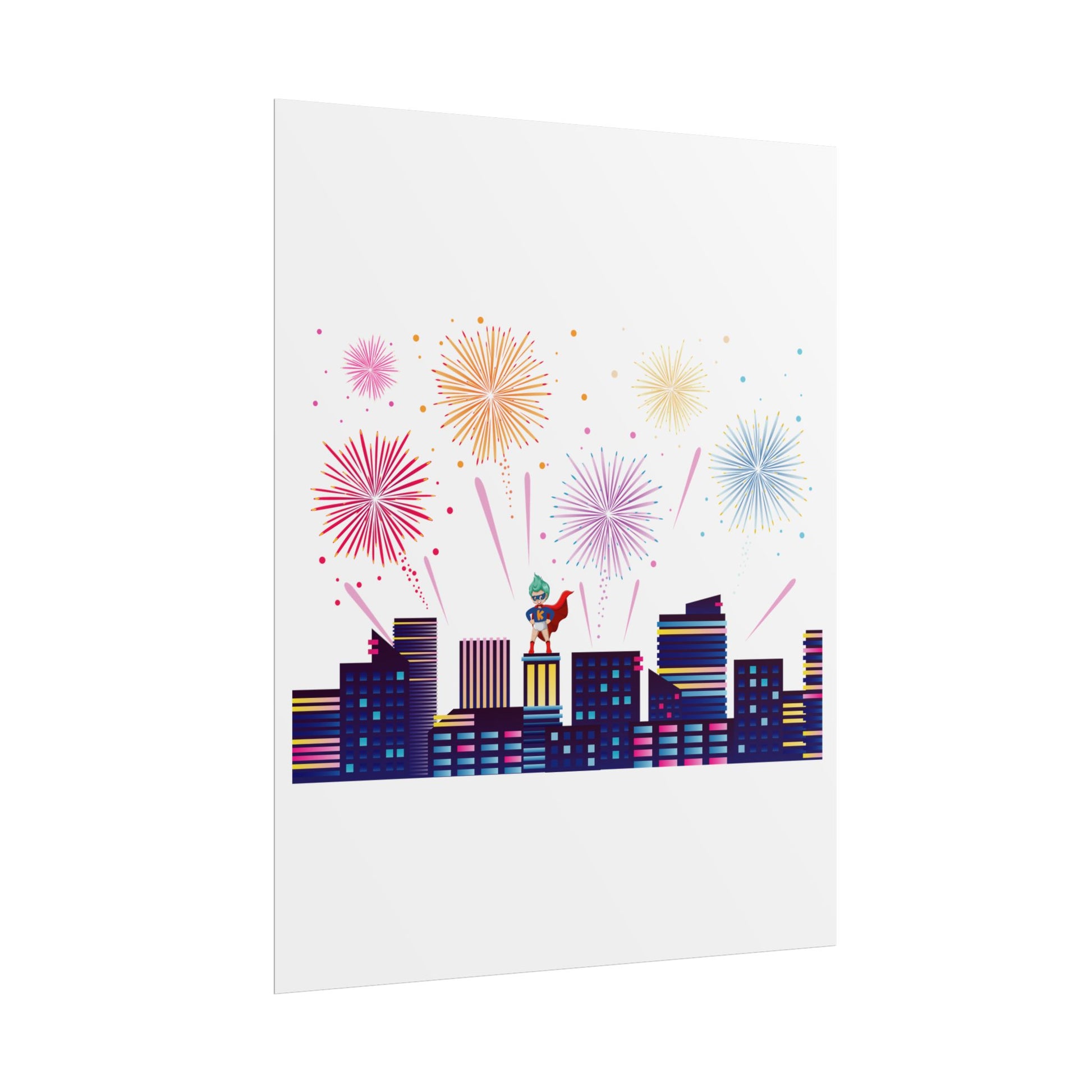Rolled Posters - Super kiddo with fireworks - [[{"value":"Wonderwear Kid"}]]