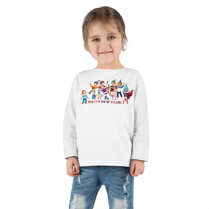 Toddler Long Sleeve Tee - Happy new year from super kiddo - [[{"value":"Wonderwear Kid"}]]