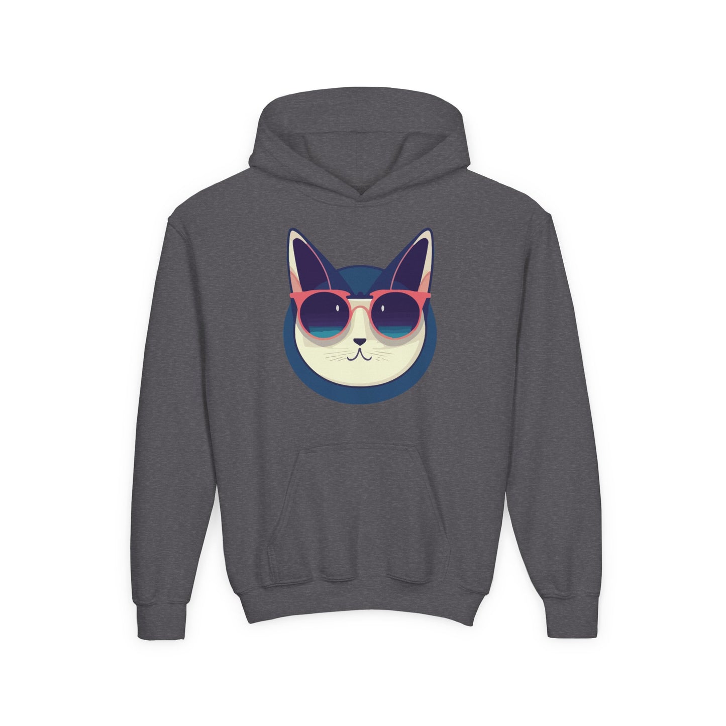 Youth Heavy Blend Hooded Sweatshirt - Cool Cat Sunglasses