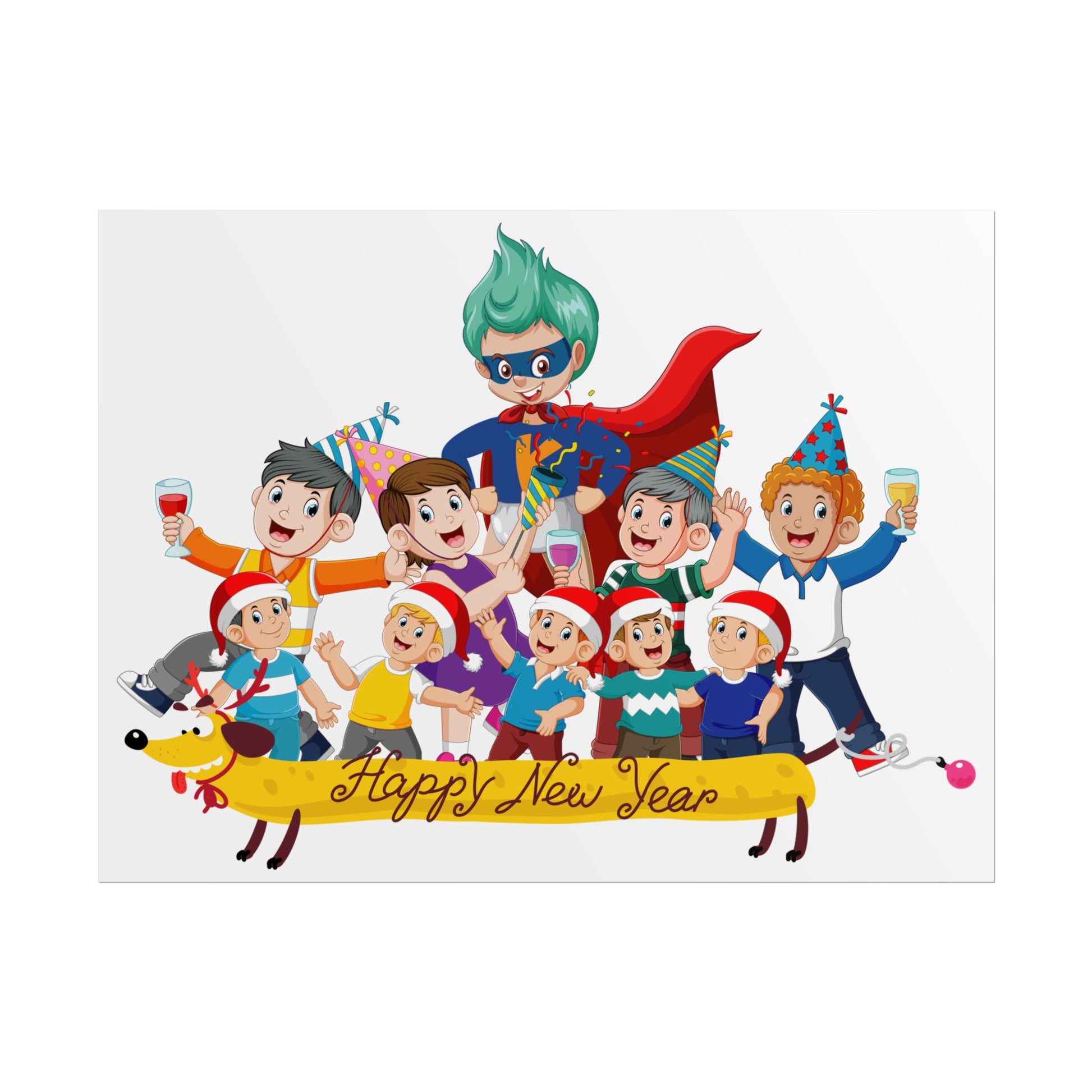 Rolled Posters - Happy new year with friends - [[{"value":"Wonderwear Kid"}]]