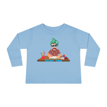 Toddler Long Sleeve Tee - Super kiddo studying - [[{"value":"Wonderwear Kid"}]]