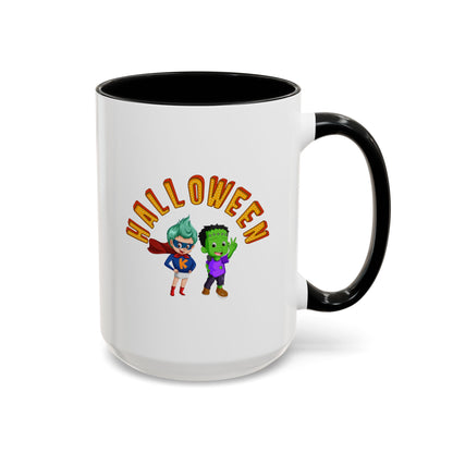 Accent Coffee Mug - Holloween with super kiddo Printify