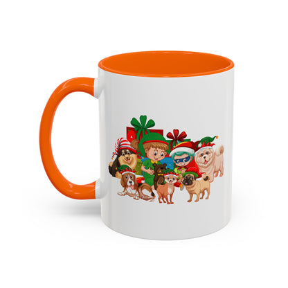 Accent Coffee Mug - Christmas with super kiddo pet friends without text - [[{"value":"Wonderwear Kid"}]]