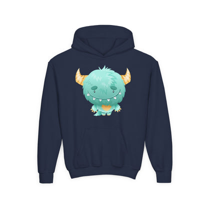 Youth Heavy Blend Hooded Sweatshirt - Cute green baby monster Printify