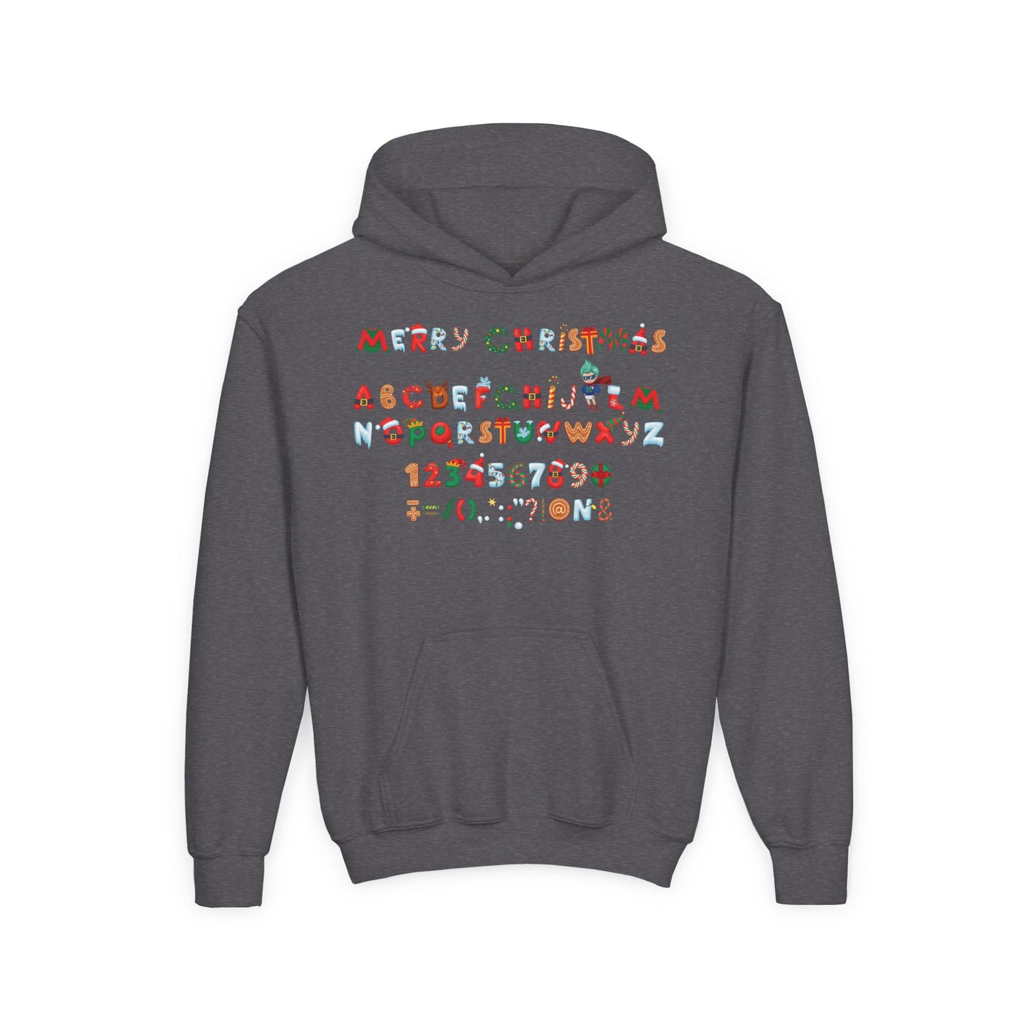 Youth Heavy Blend Hooded Sweatshirt - Christmas alphabet