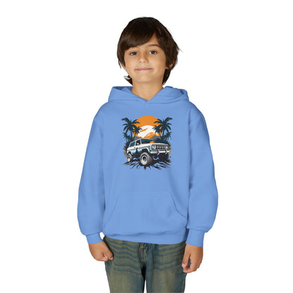 Youth Heavy Blend Hooded Sweatshirt - Off road car Printify