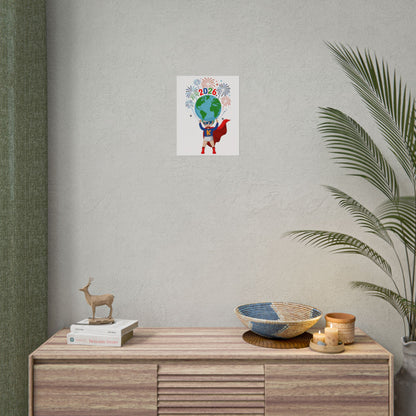 Rolled Posters - Super kiddo holding globe - [[{"value":"Wonderwear Kid"}]]