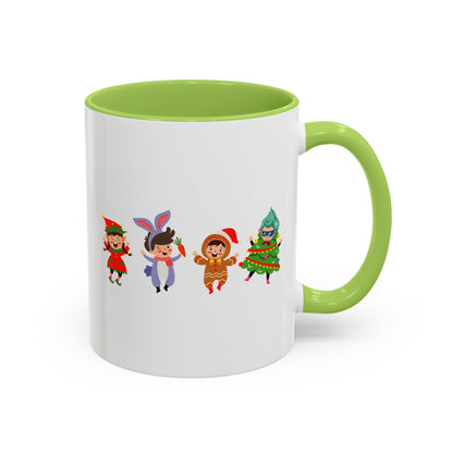 Accent Coffee Mug - Super kiddo in christmas tree attire - [[{"value":"Wonderwear Kid"}]]