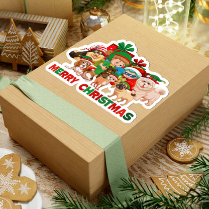 Kiss-Cut Stickers - Christmas with super kiddo pet friends with text - [[{"value":"Wonderwear Kid"}]]