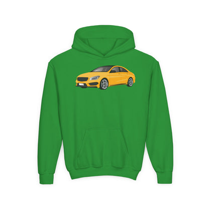 Youth Heavy Blend Hooded Sweatshirt - Yellow car Printify
