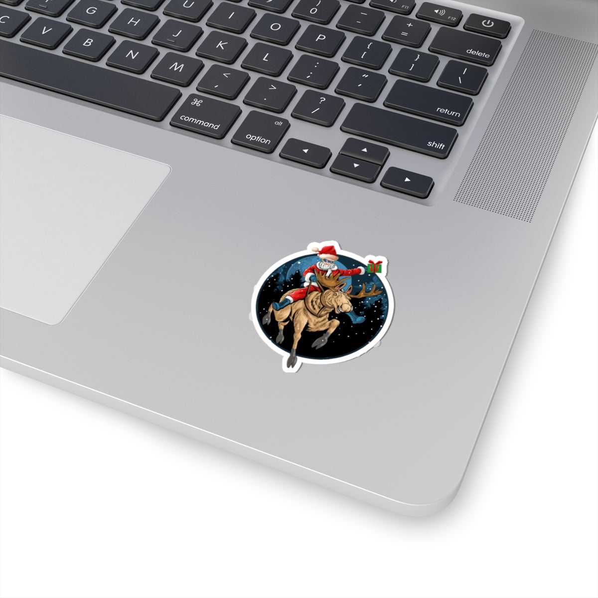 Kiss-Cut Stickers - Super kiddo riding a reindeer - [[{"value":"Wonderwear Kid"}]]