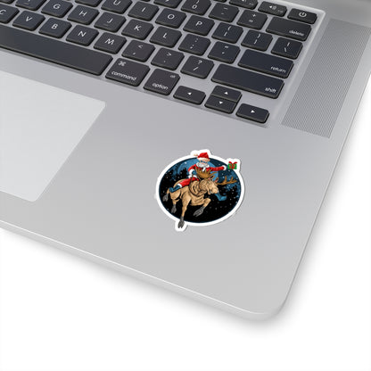 Kiss-Cut Stickers - Super kiddo riding a reindeer - [[{"value":"Wonderwear Kid"}]]