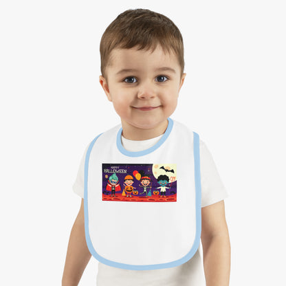 Baby Bib - Super kiddo with friends on holloween - [[{"value":"Wonderwear Kid"}]]