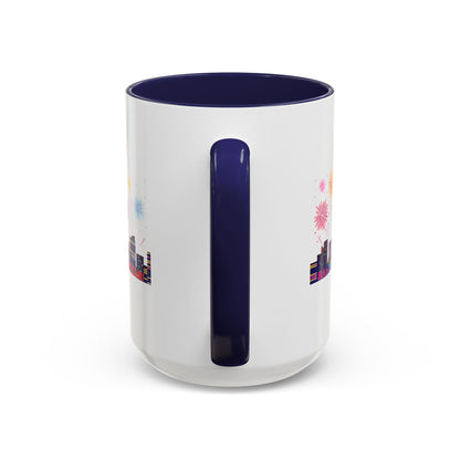 Accent Coffee Mug - Super kiddo with fireworks with text - [[{"value":"Wonderwear Kid"}]]