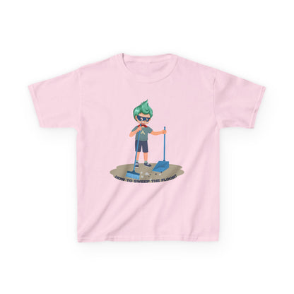 Kids Heavy Cotton™ Tee - Super kiddo sweeping floor - [[{"value":"Wonderwear Kid"}]]
