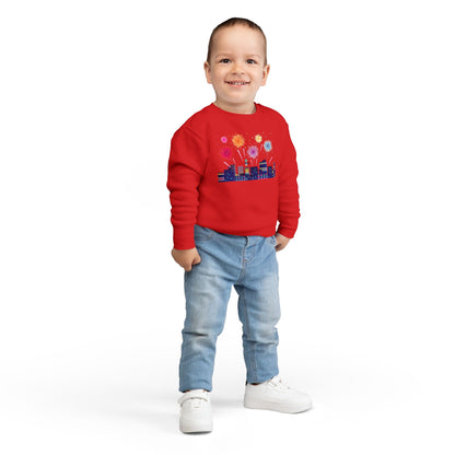 Toddler Sweatshirt - Super kiddo with fireworks - [[{"value":"Wonderwear Kid"}]]