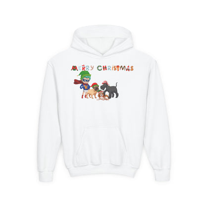Youth Heavy Blend Hooded Sweatshirt - Super kiddo woith pet friends - [[{"value":"Wonderwear Kid"}]]