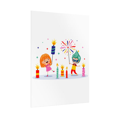 Rolled Posters - Super kiddo lighting fireworks - [[{"value":"Wonderwear Kid"}]]