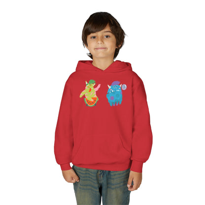 Youth Heavy Blend Hooded Sweatshirt - Funny Toothy monsters Printify
