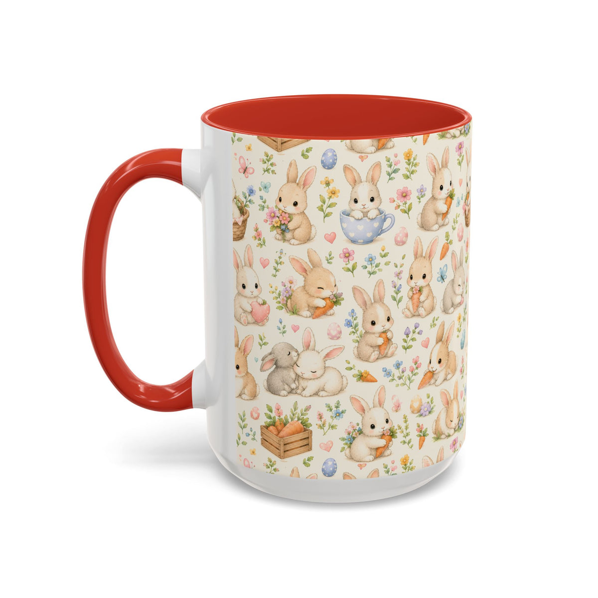Accent Coffee Mug  (11/15 oz) - Pastel Bunny Garden Easter