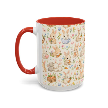 Accent Coffee Mug  (11/15 oz) - Pastel Bunny Garden Easter