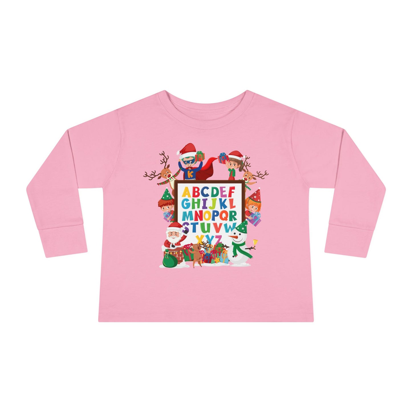 Toddler Long Sleeve Tee - Christmas alphabet with super kiddo - [[{"value":"Wonderwear Kid"}]]