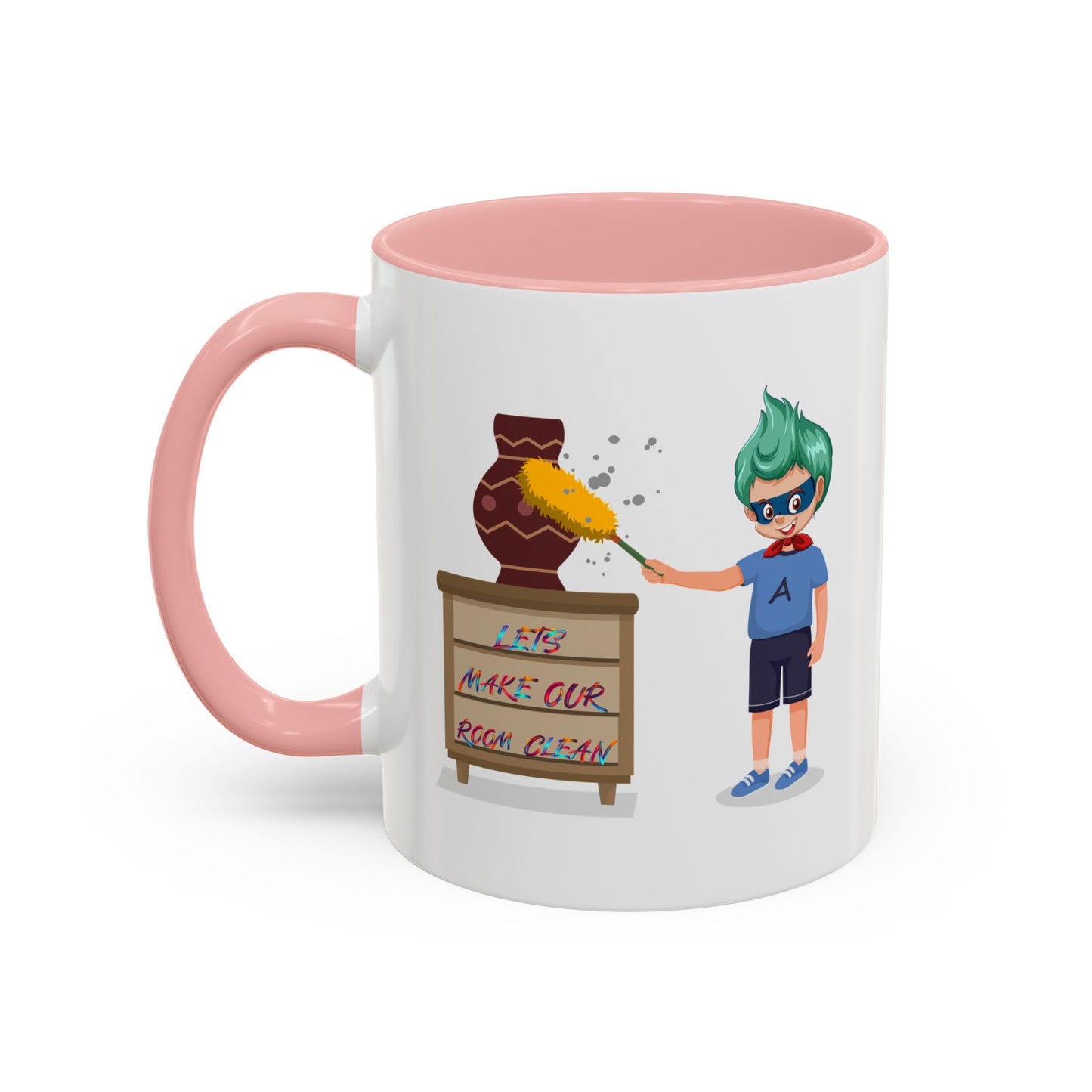 Accent Coffee Mug - Super kiddo cleaning a vase