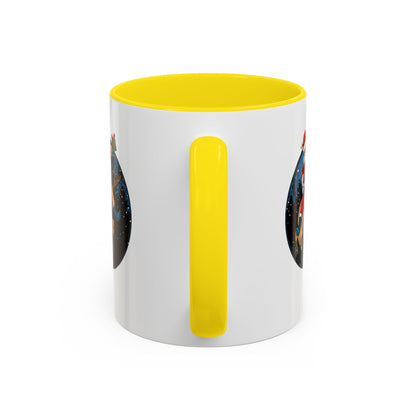 Accent Coffee Mug - Super kiddo riding a reindeer - [[{"value":"Wonderwear Kid"}]]