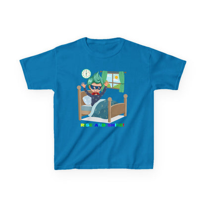Kids Heavy Cotton™ Tee - Super kiddo teaches us to wake up early - [[{"value":"Wonderwear Kid"}]]