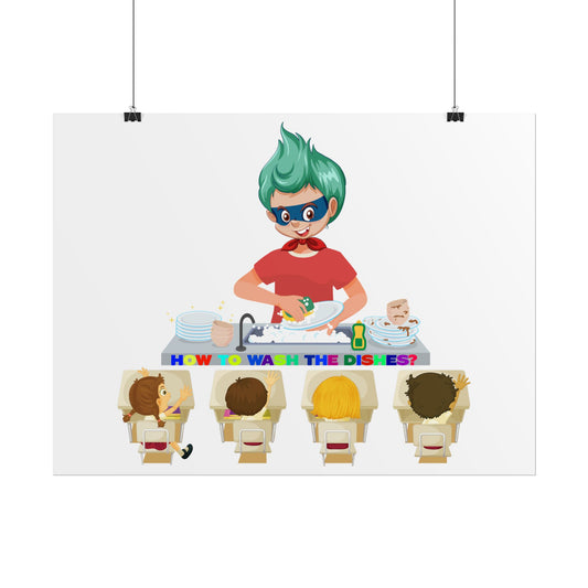 Rolled Posters - Little kiddo teaching to wash dishes - [[{"value":"Wonderwear Kid"}]]