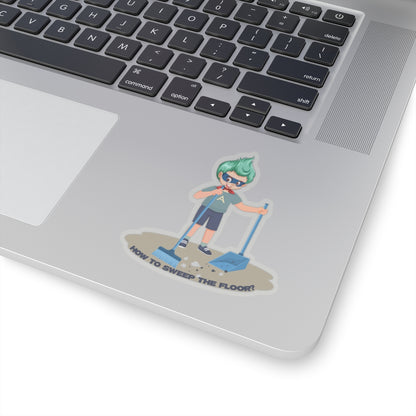 Kiss-Cut Stickers - Super kiddo sweeping floor - [[{"value":"Wonderwear Kid"}]]