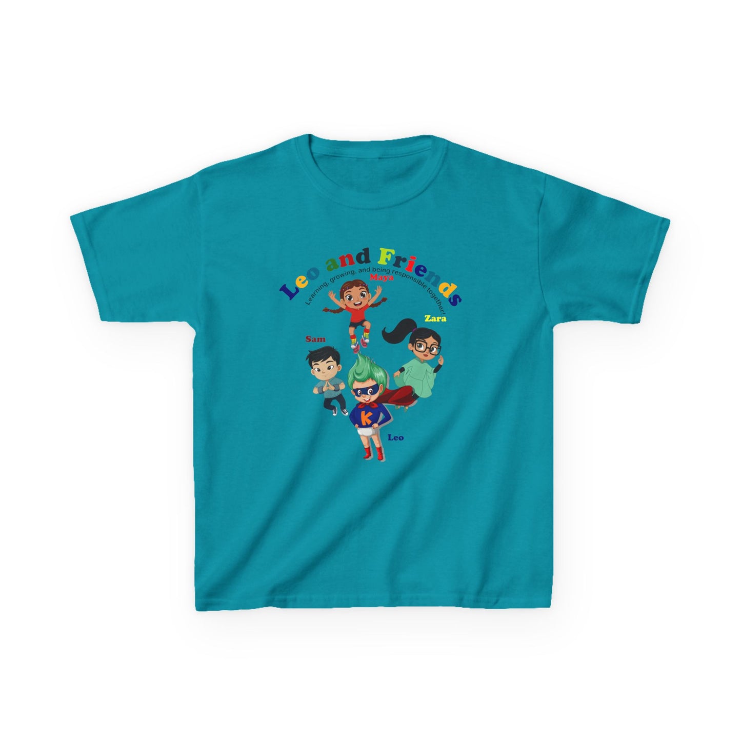 Kids Heavy Cotton™ Tee - Leo & Friends - Learning and growing - [[{"value":"Wonderwear Kid"}]]