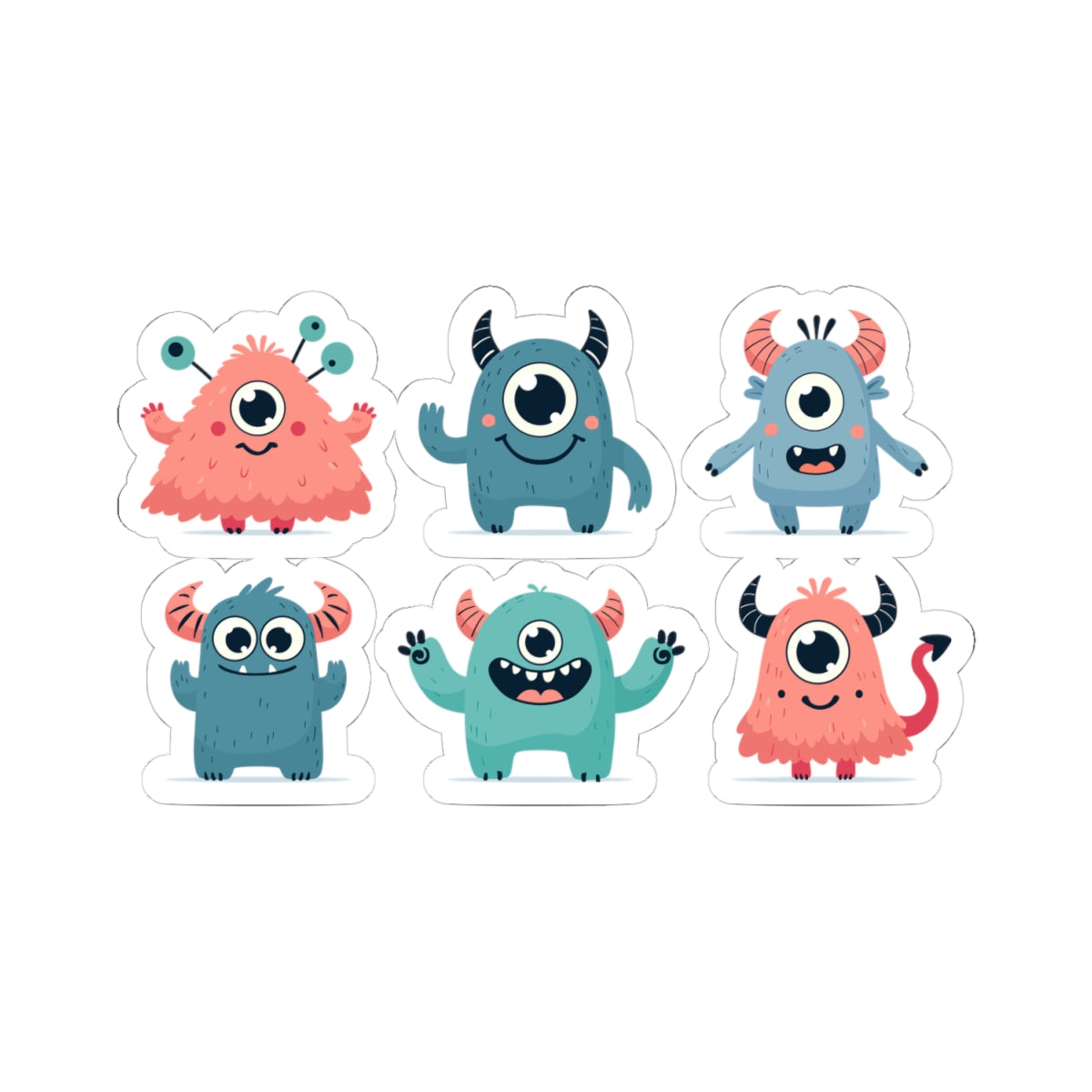 Kiss-Cut Vinyl Decals - Group of cute little monsters