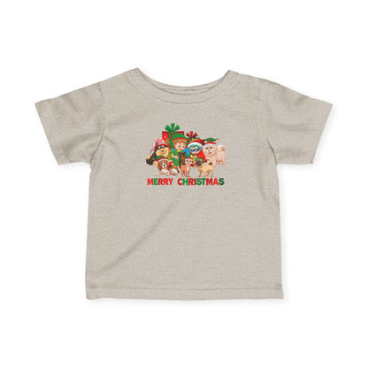 Infant Fine Jersey Tee - Christmas with super kiddo pet friends with text - [[{"value":"Wonderwear Kid"}]]