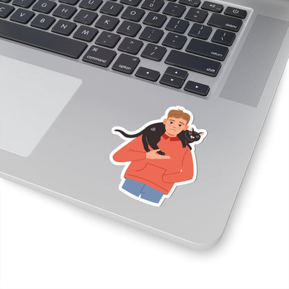 Kiss-Cut Stickers - Boy and his cat Printify