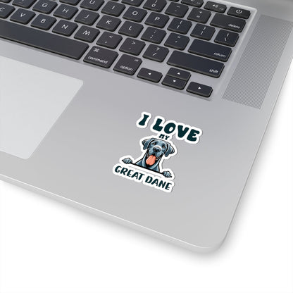 Kiss-Cut Vinyl Decals - I love my Great Dane Printify